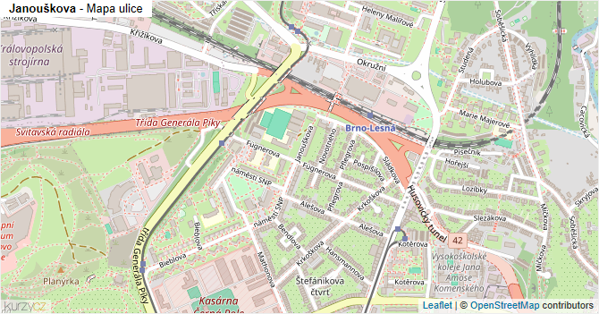 Janouškova - mapa ulice