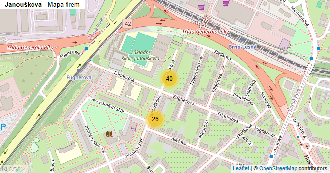 Janouškova - mapa firem