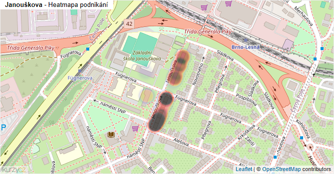 Janouškova - mapa podnikání