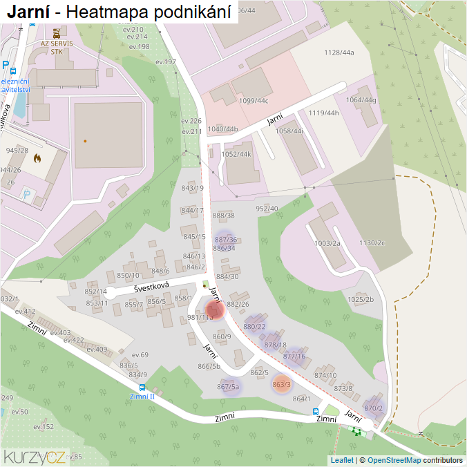 Mapa Jarní - Firmy v ulici.
