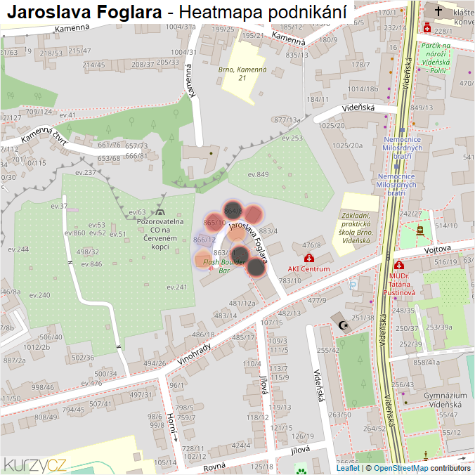 Mapa Jaroslava Foglara - Firmy v ulici.