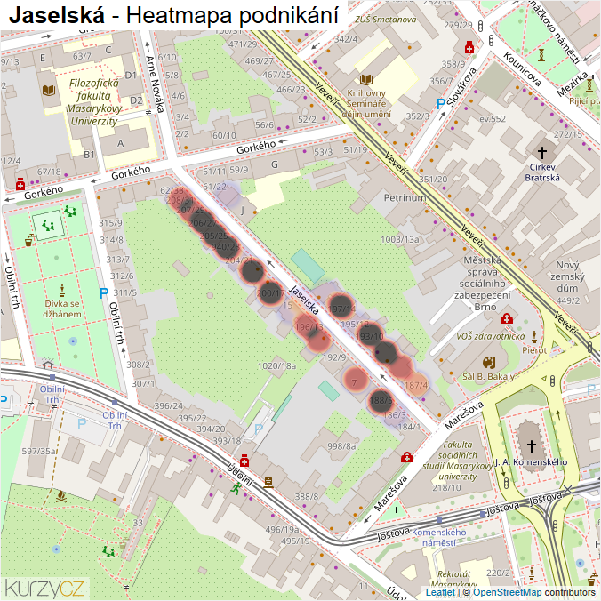 Mapa Jaselská - Firmy v ulici.