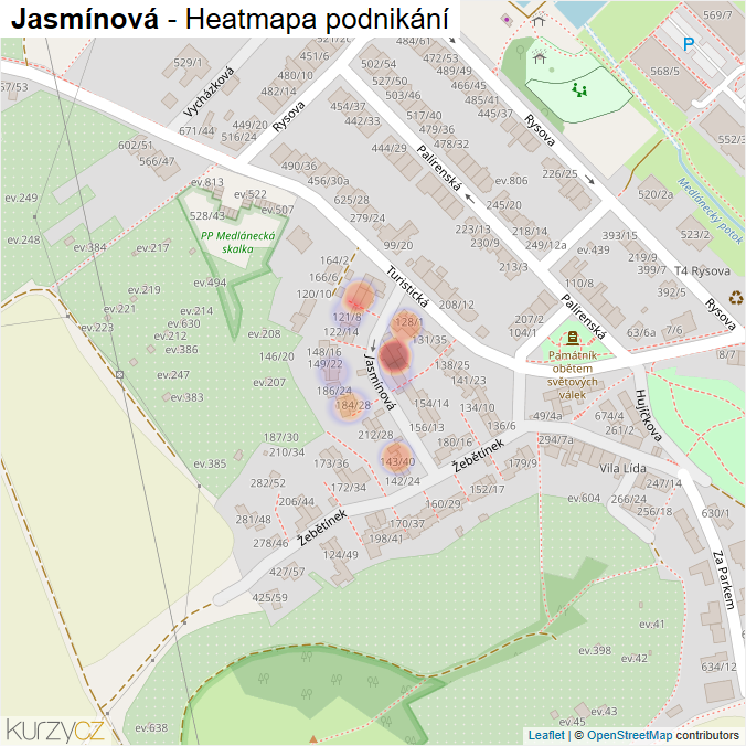 Mapa Jasmínová - Firmy v ulici.