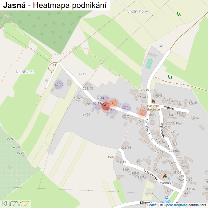 Mapa Jasná - Firmy v ulici.