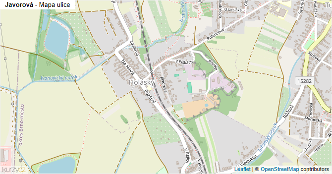 Javorová - mapa ulice