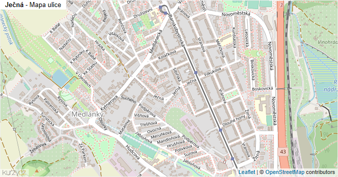 Ječná - mapa ulice