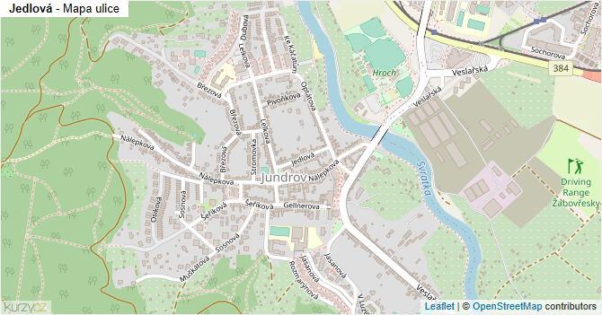 Jedlová - mapa ulice