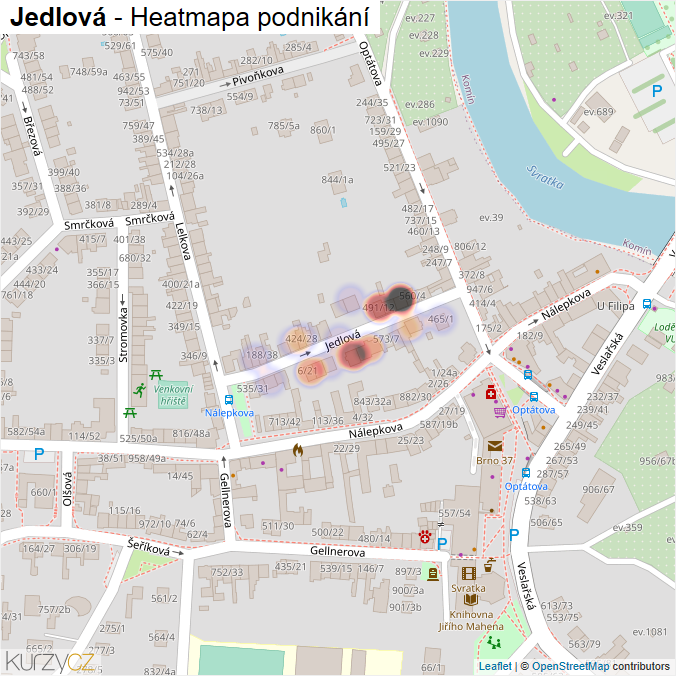 Mapa Jedlová - Firmy v ulici.