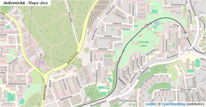 Jedovnická - mapa ulice
