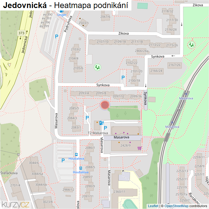 Mapa Jedovnická - Firmy v ulici.