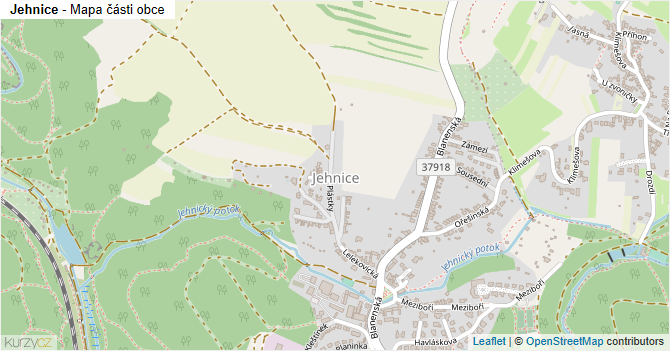 Jehnice - mapa části obce
