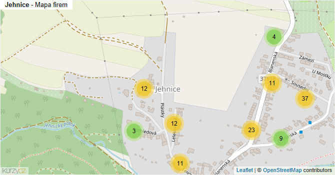 Jehnice - mapa firem