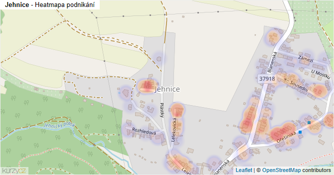 Jehnice - mapa podnikání