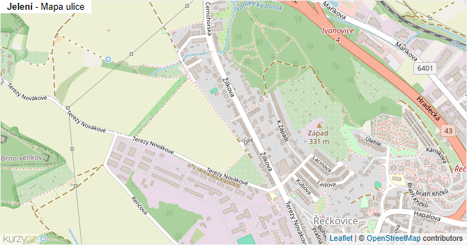Jelení - mapa ulice