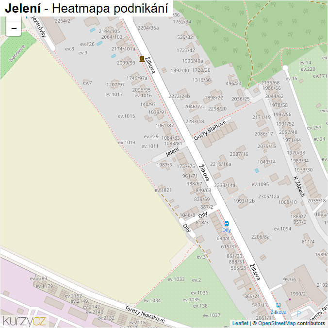 Mapa Jelení - Firmy v ulici.
