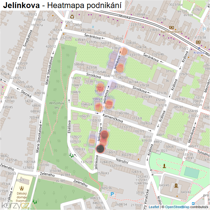 Mapa Jelínkova - Firmy v ulici.