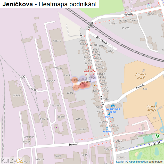 Mapa Jeníčkova - Firmy v ulici.