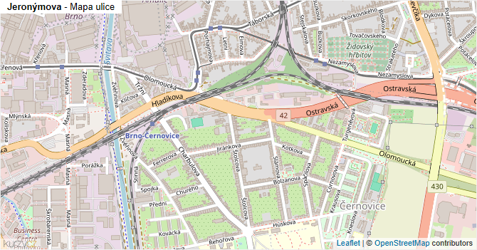 Jeronýmova - mapa ulice