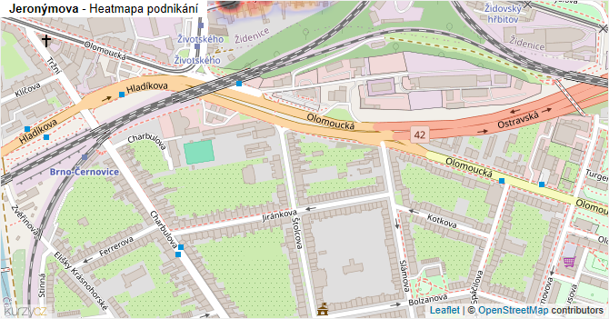 Jeronýmova - mapa podnikání