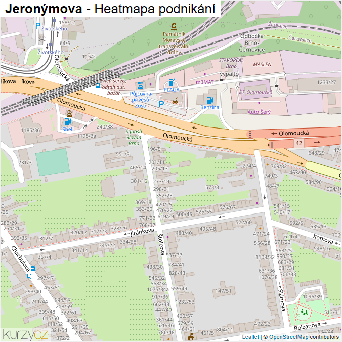 Mapa Jeronýmova - Firmy v ulici.