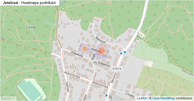 Jetelová - mapa podnikání
