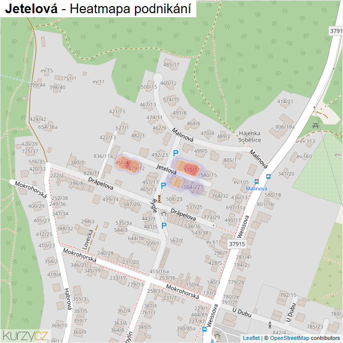 Mapa Jetelová - Firmy v ulici.