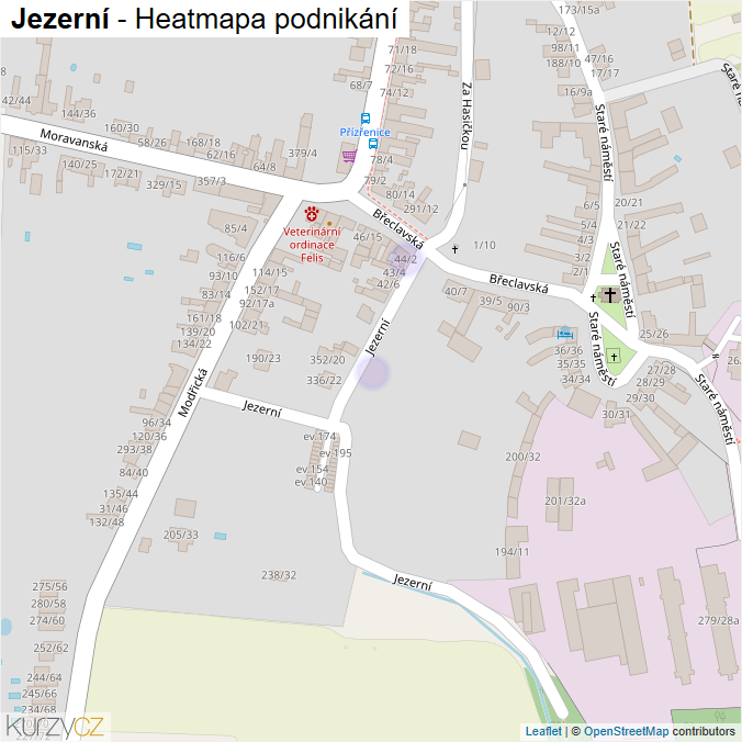 Mapa Jezerní - Firmy v ulici.