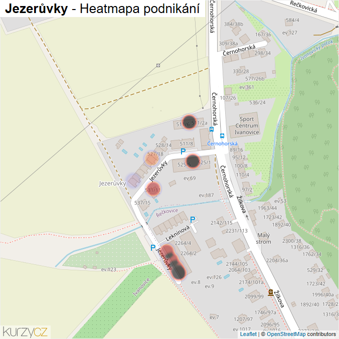 Mapa Jezerůvky - Firmy v ulici.