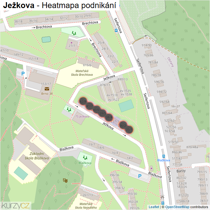 Mapa Ježkova - Firmy v ulici.