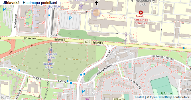 Jihlavská - mapa podnikání