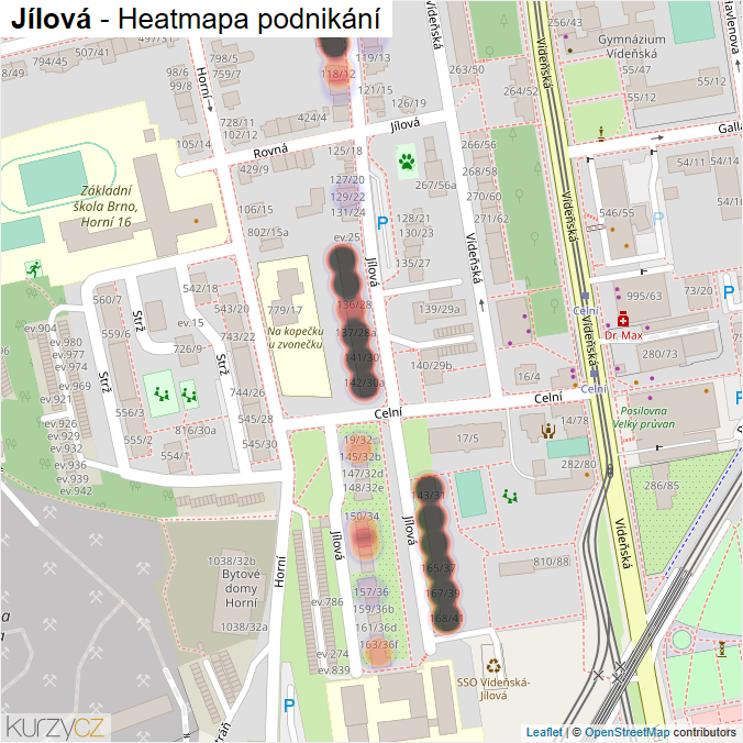 Mapa Jílová - Firmy v ulici.