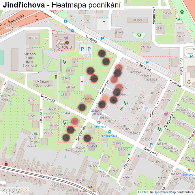 Mapa Jindřichova - Firmy v ulici.