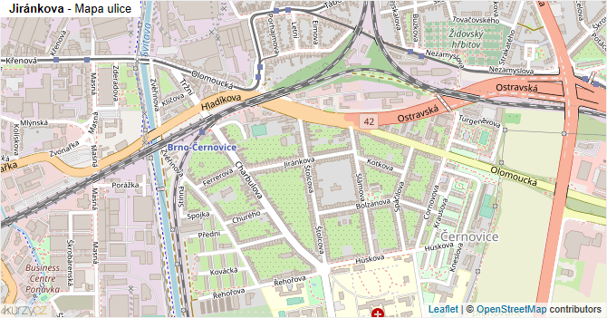 Jiránkova - mapa ulice