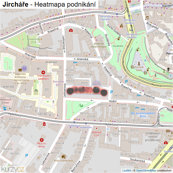 Mapa Jircháře - Firmy v ulici.