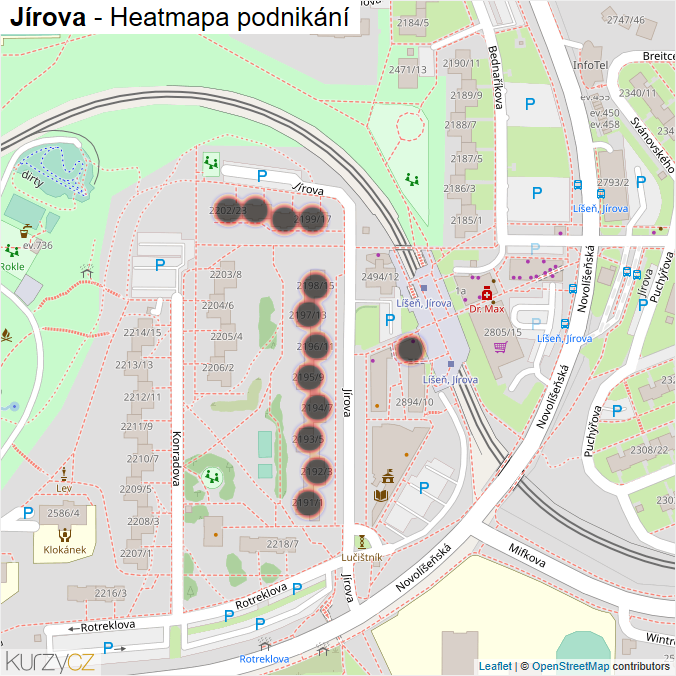 Mapa Jírova - Firmy v ulici.