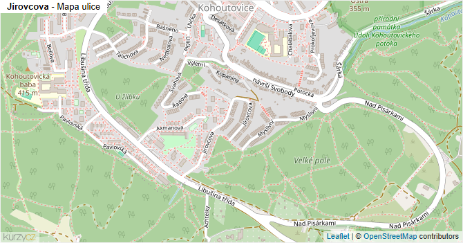 Jírovcova - mapa ulice
