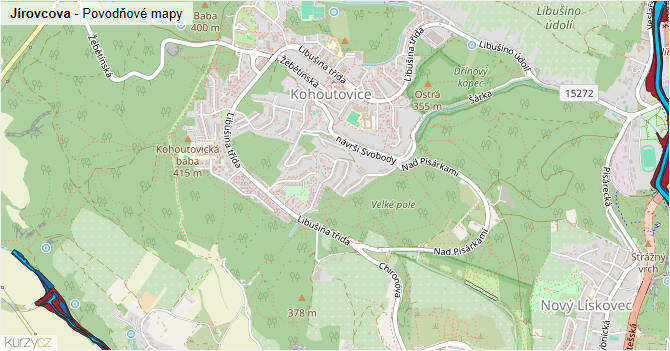 Jírovcova - záplavové mapy stoleté vody