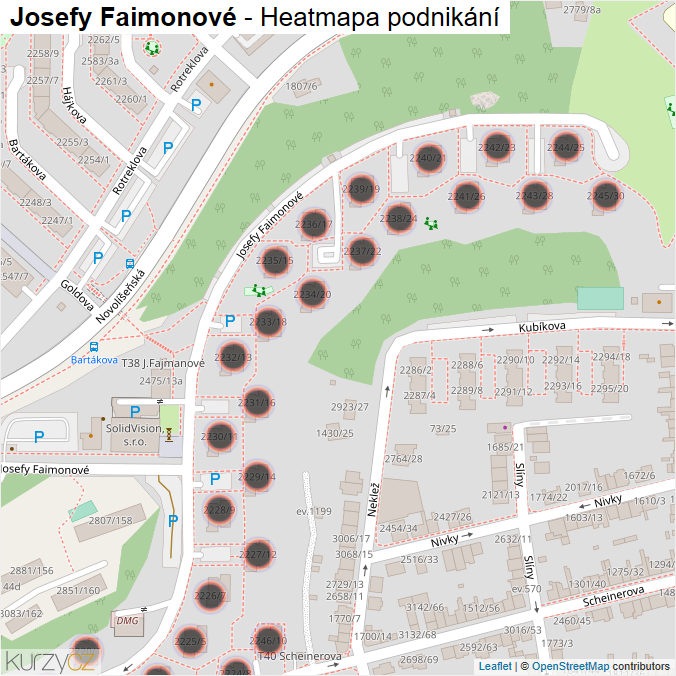 Mapa Josefy Faimonové - Firmy v ulici.