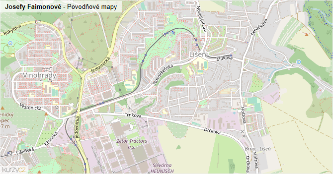 Josefy Faimonové - záplavové mapy stoleté vody