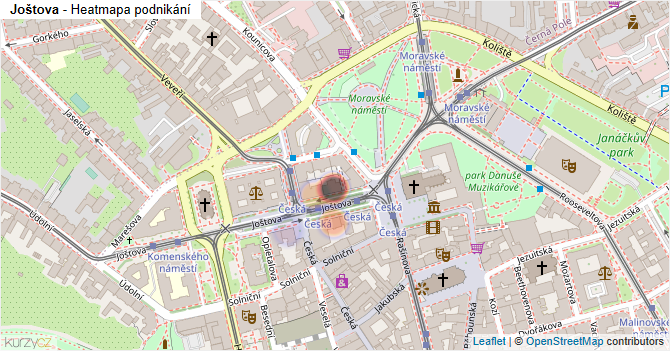 Joštova - mapa podnikání