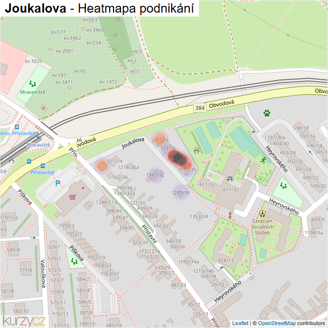 Mapa Joukalova - Firmy v ulici.