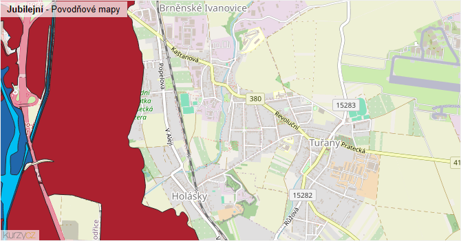 Jubilejní - záplavové mapy stoleté vody