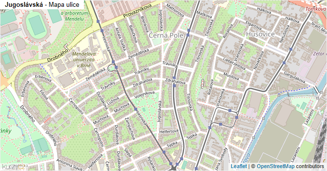 Jugoslávská - mapa ulice