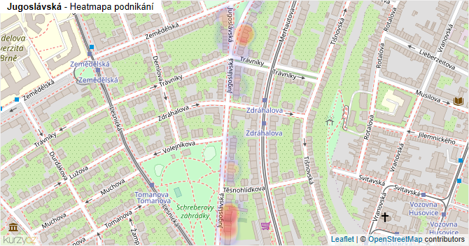 Jugoslávská - mapa podnikání