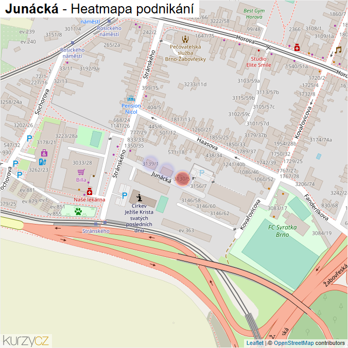 Mapa Junácká - Firmy v ulici.