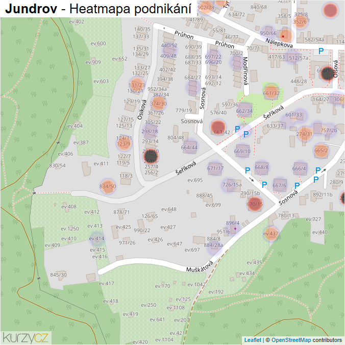 Mapa Jundrov - Firmy v části obce.