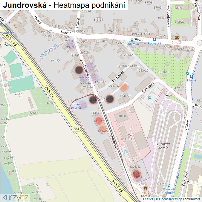 Mapa Jundrovská - Firmy v ulici.