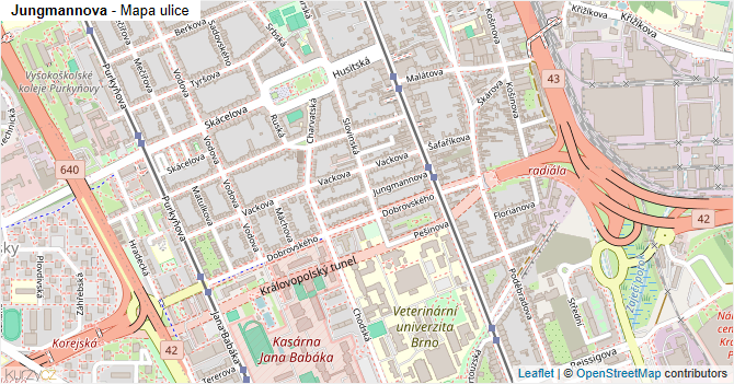 Jungmannova - mapa ulice