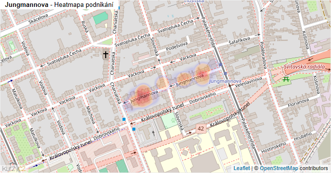 Jungmannova - mapa podnikání