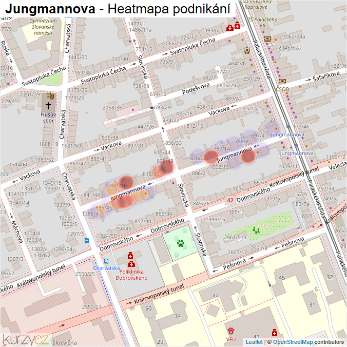 Mapa Jungmannova - Firmy v ulici.